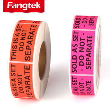 Color fluorescent fragile do not bend labels stickers paper roll